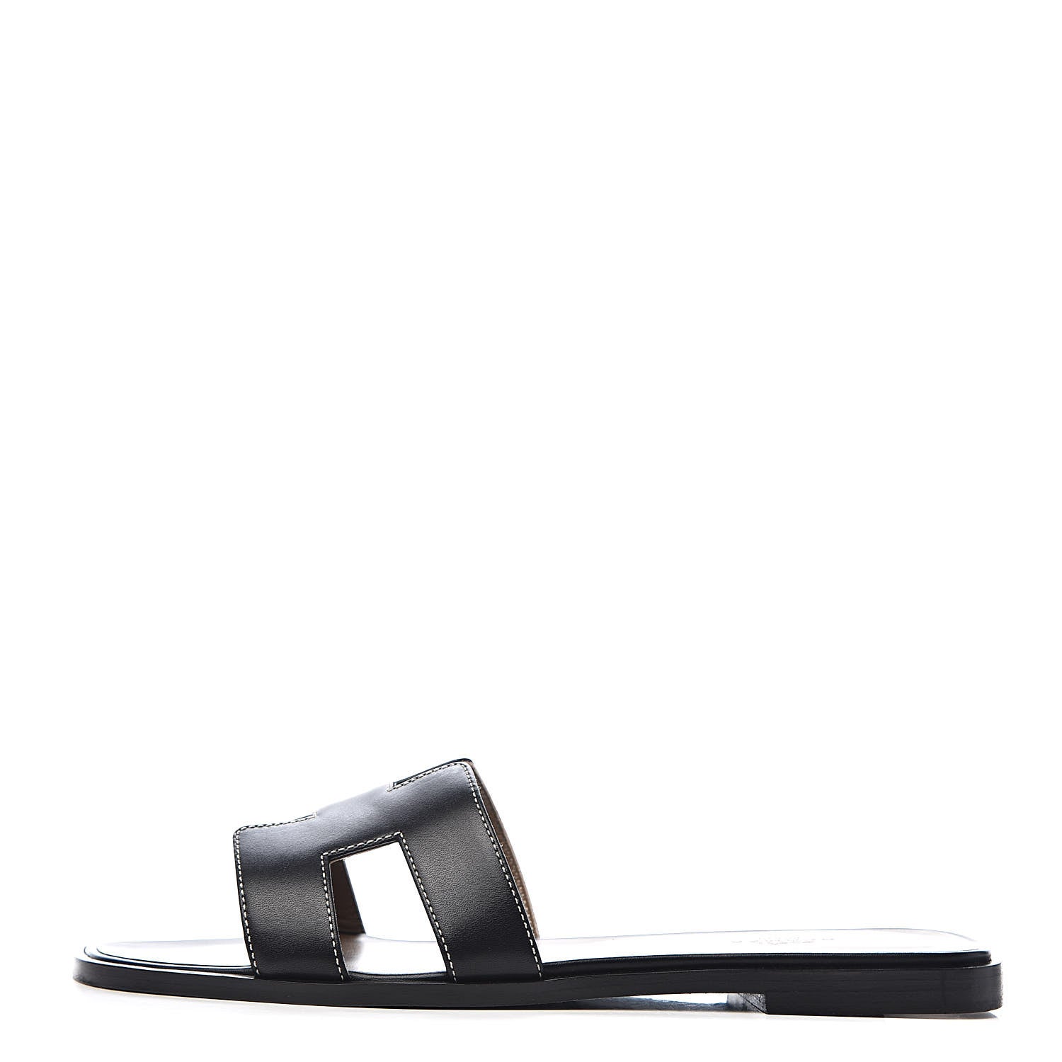 Hermes Box Calfskin Oran Sandals 39 Black 1 of 10