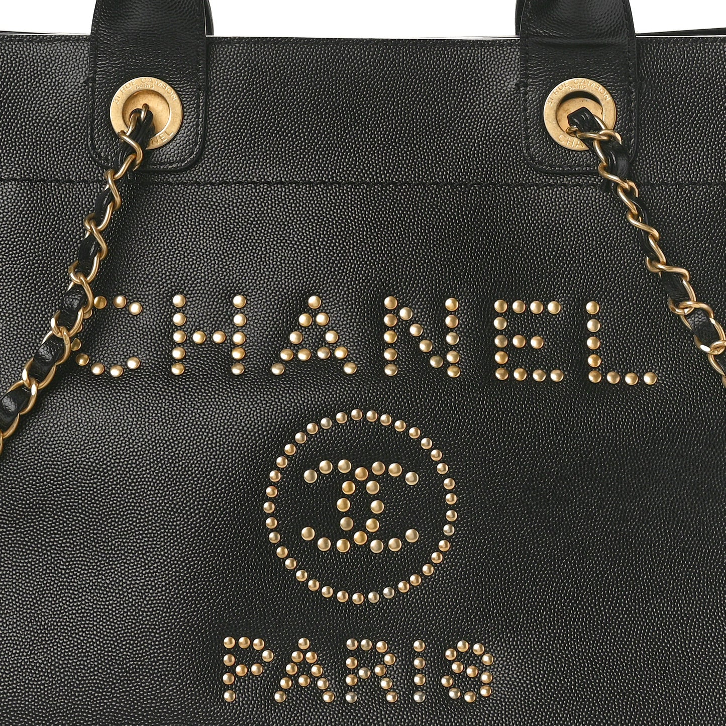 Caviar Small Studded Deauville Tote Black
