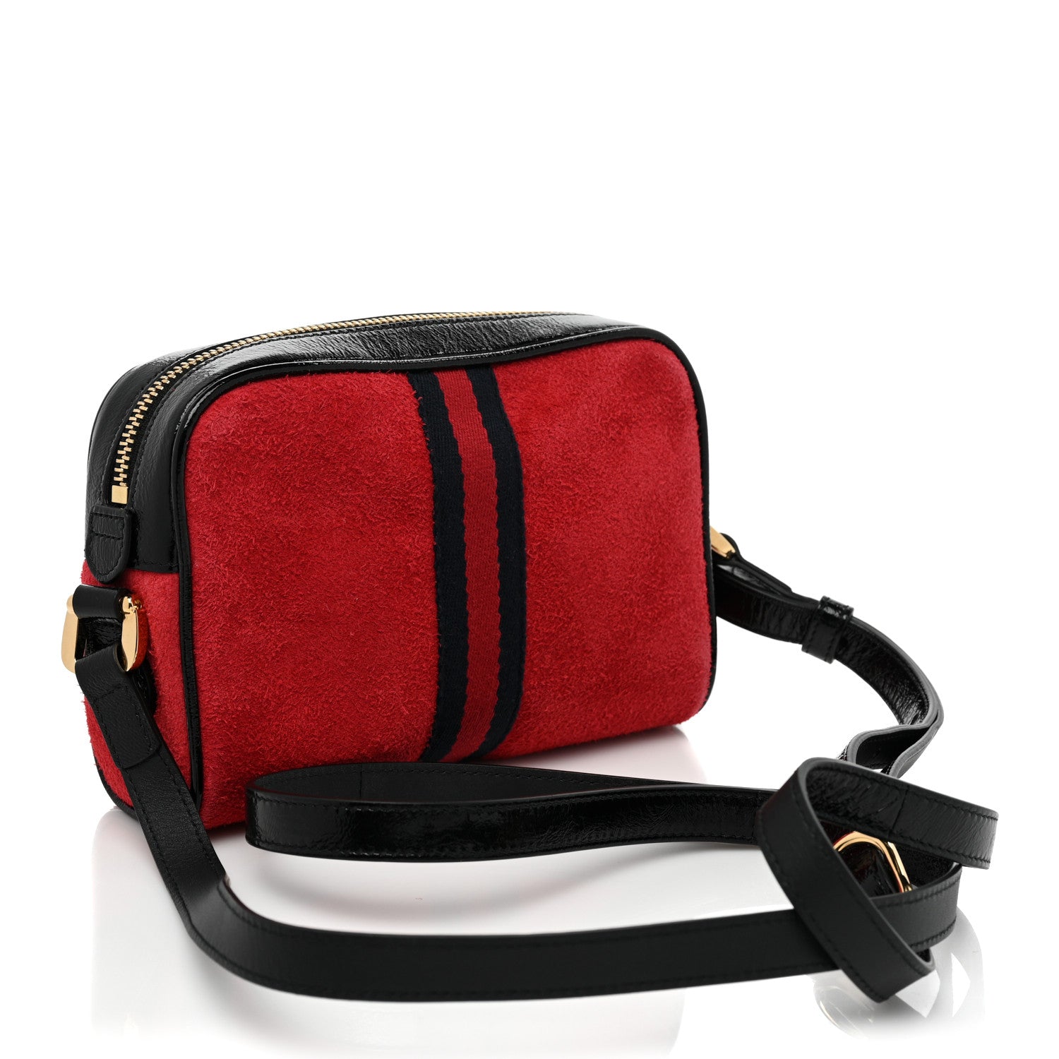 Gucci Suede Patent Web Mini Ophidia Shoulder Bag Red 3 of 10