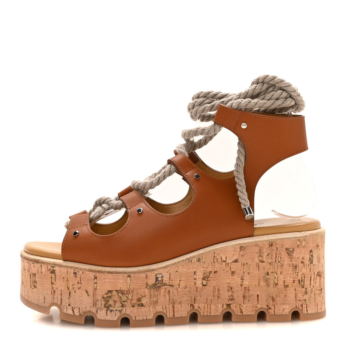 Hermes Calfskin Cork Medusa 30 Sandals 37 Naturel 1 of 9