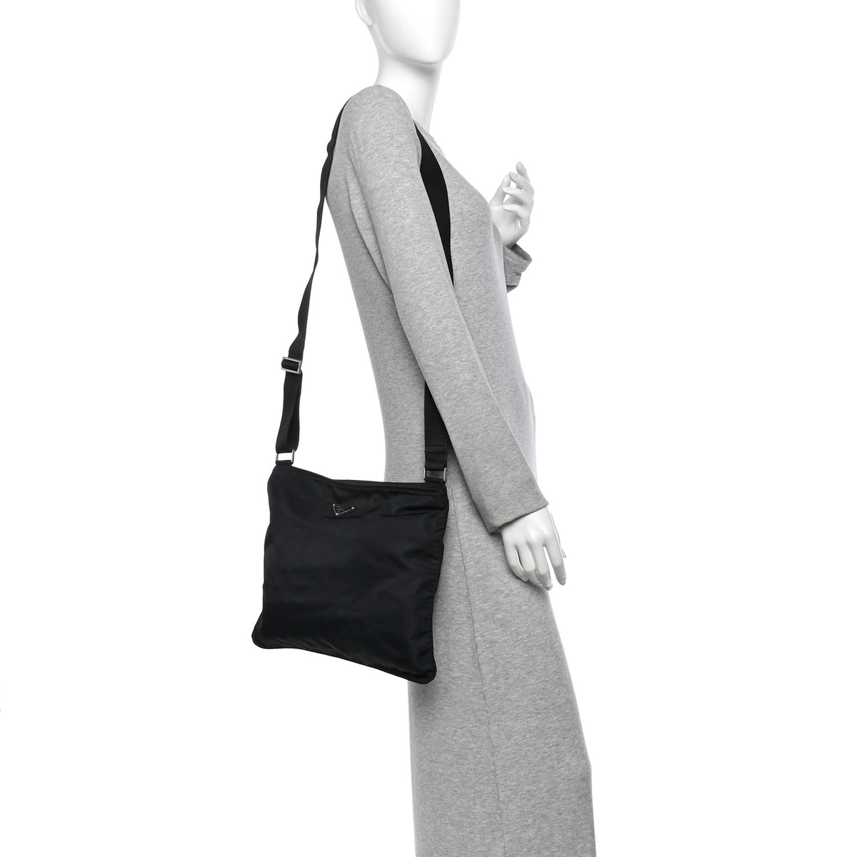 Nylon Vela Flat Messenger Bag Black
