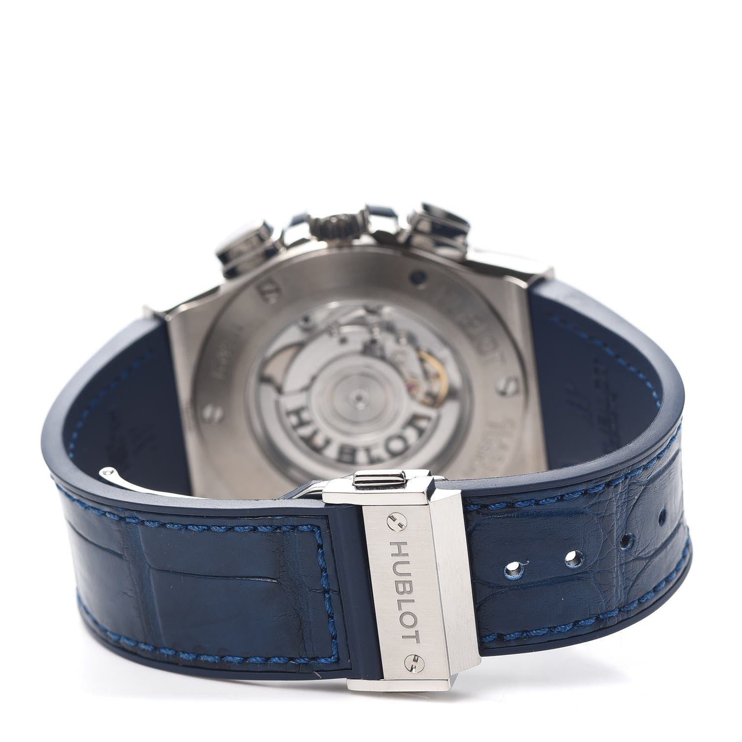 Hublot Titanium Alligator 45mm Classic Fusion Chronograph Automatic Watch Blue 521.NX.7170.LR 3 of 5