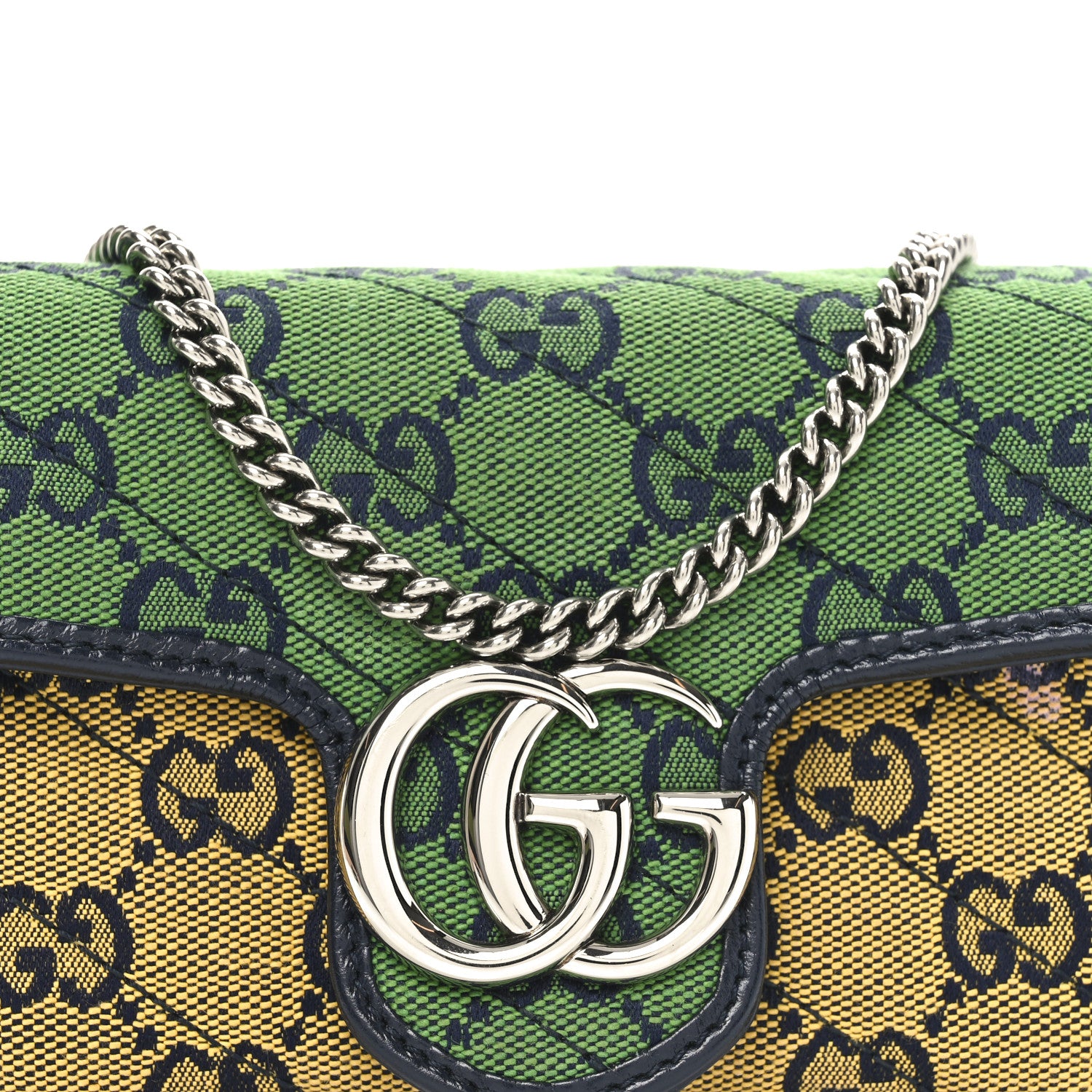 Gucci Monogram Multicolor Matelasse Diagonal Super Mini GG Marmont Shoulder Bag Green Blue Yellow Light Blue Pink 8 of 12