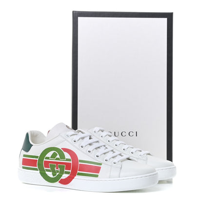 Gucci Calfskin Interlocking G Womens New Ace Sneakers 36.5 White Red Flame Green 11 of 11