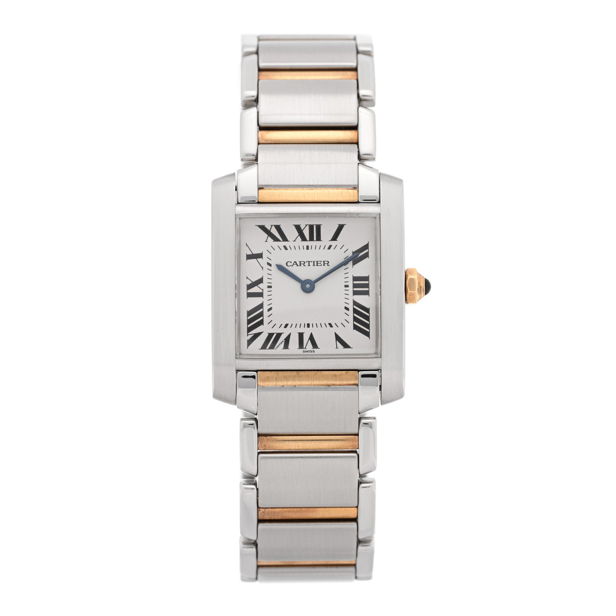Stainless Steel 18K Yellow Gold 25mm Tank Francaise Quartz Watch