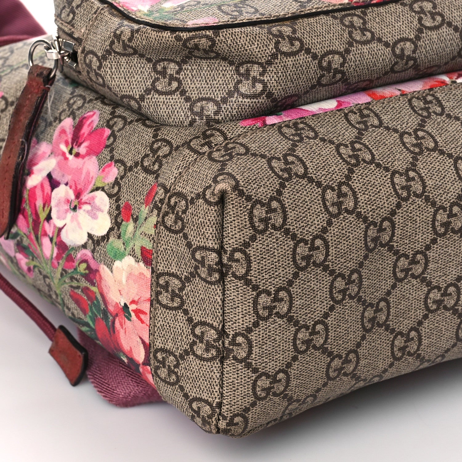 Gucci GG Supreme Monogram Blooms Small Single Buckle Backpack Beige Multicolor Dry Rose 8 of 15