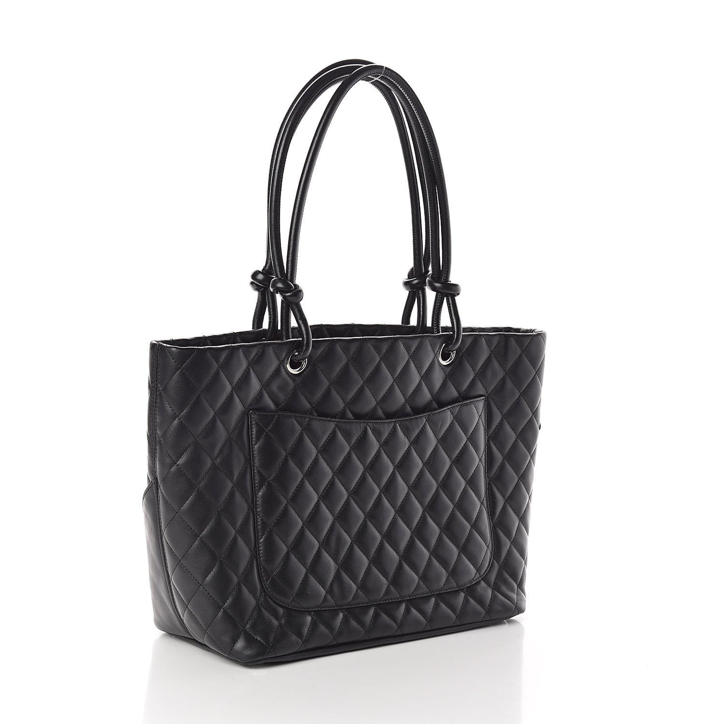 Calfskin Quilted Large Cambon Tote Black White