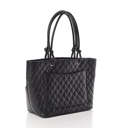 Chanel Calfskin Quilted Large Cambon Tote Black White 3 of 10