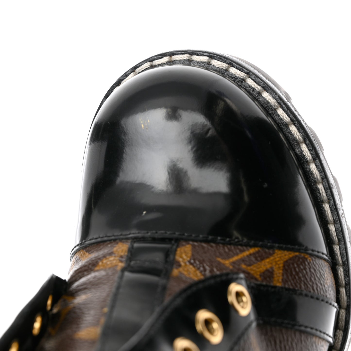 Patent Calfskin Monogram Star Trail Ankle Boots 39 Black