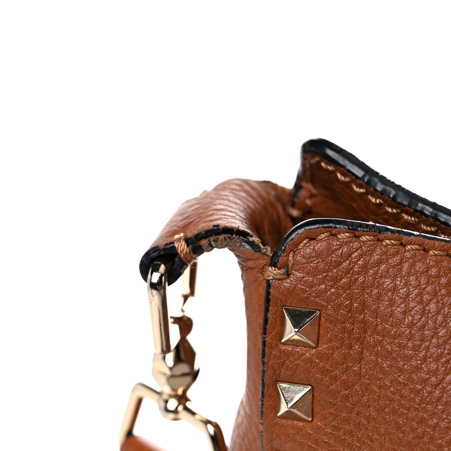 Pebbled Calfskin Large Rockstud Flip-Lock Messenger Bag Light Cuir