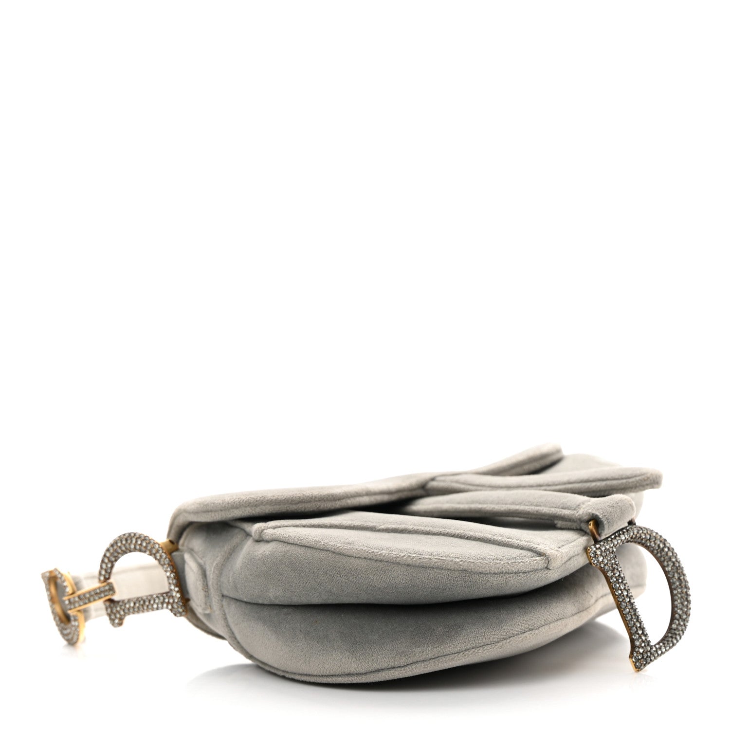 Christian Dior Velvet Crystal Mini Saddle Bag Grey 4 of 12
