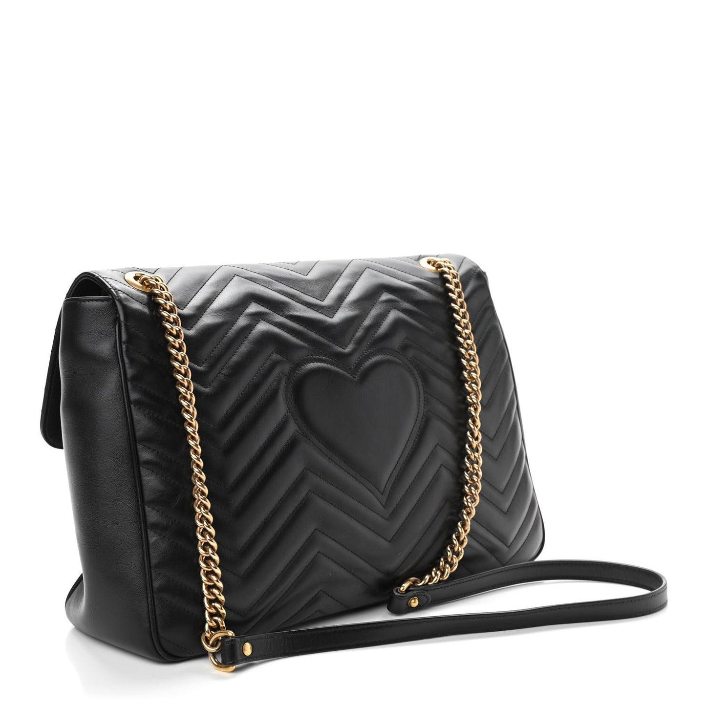 Calfskin Matelasse Large GG Marmont Shoulder Bag Black