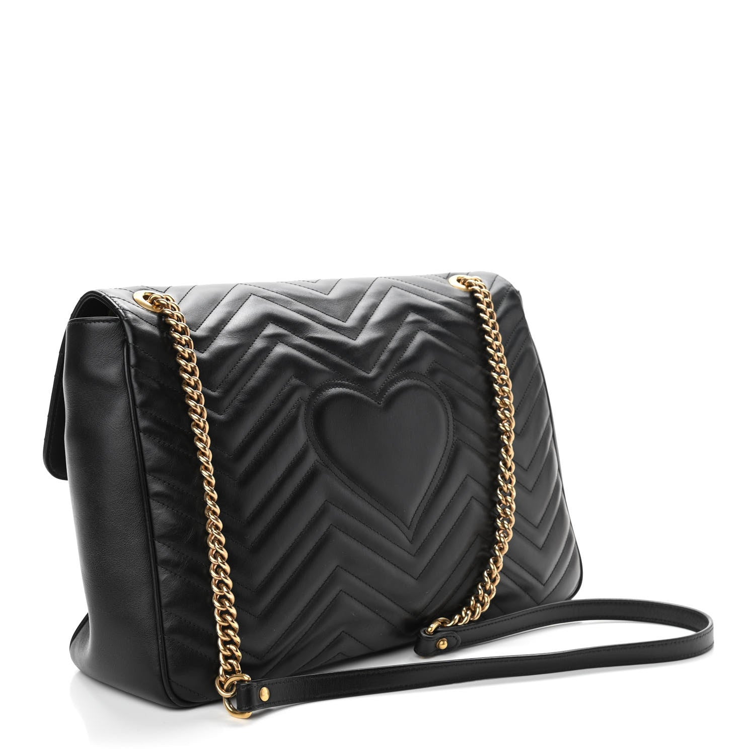 Gucci Calfskin Matelasse Large GG Marmont Shoulder Bag Black 3 of 10