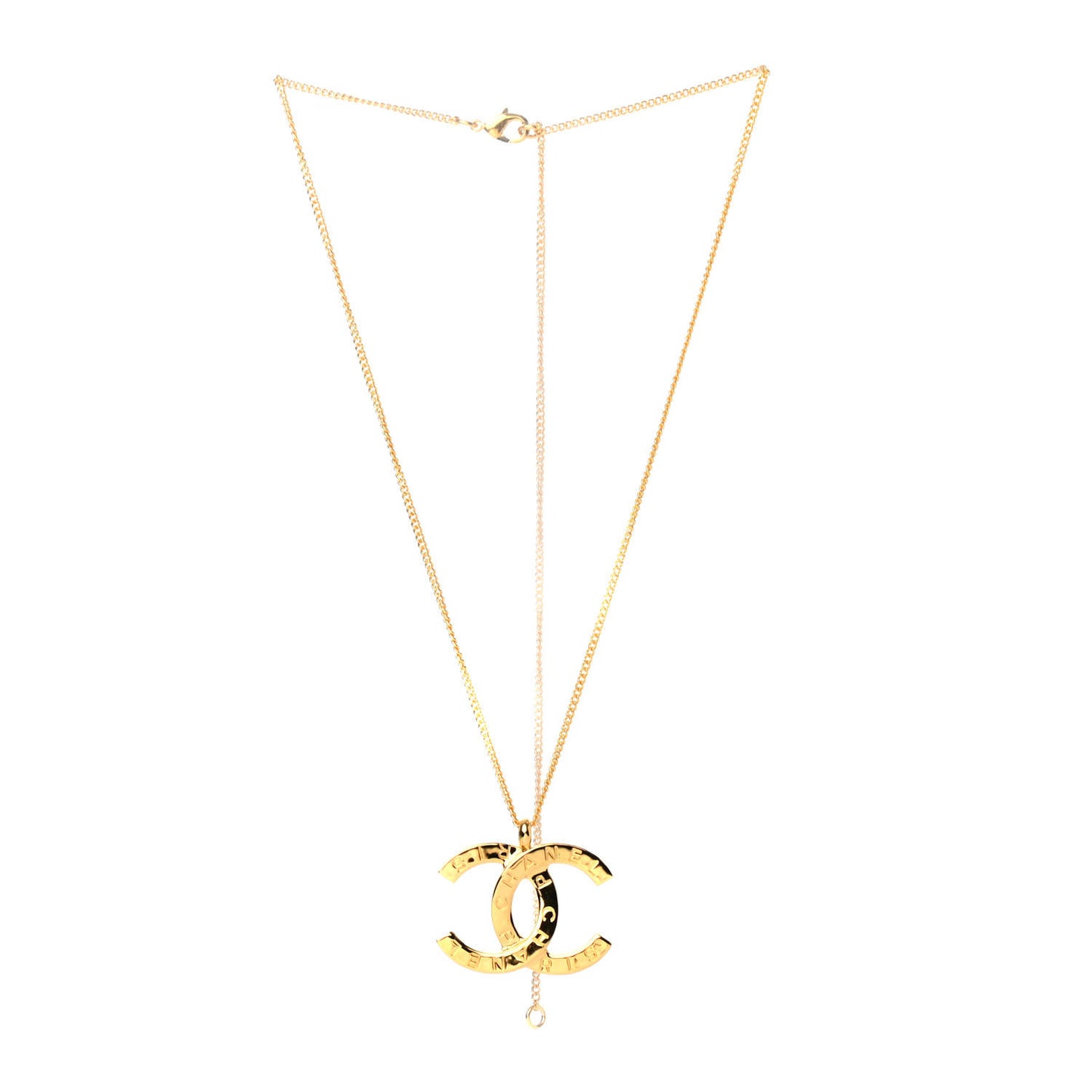 Metal CC Paris Button Necklace Gold