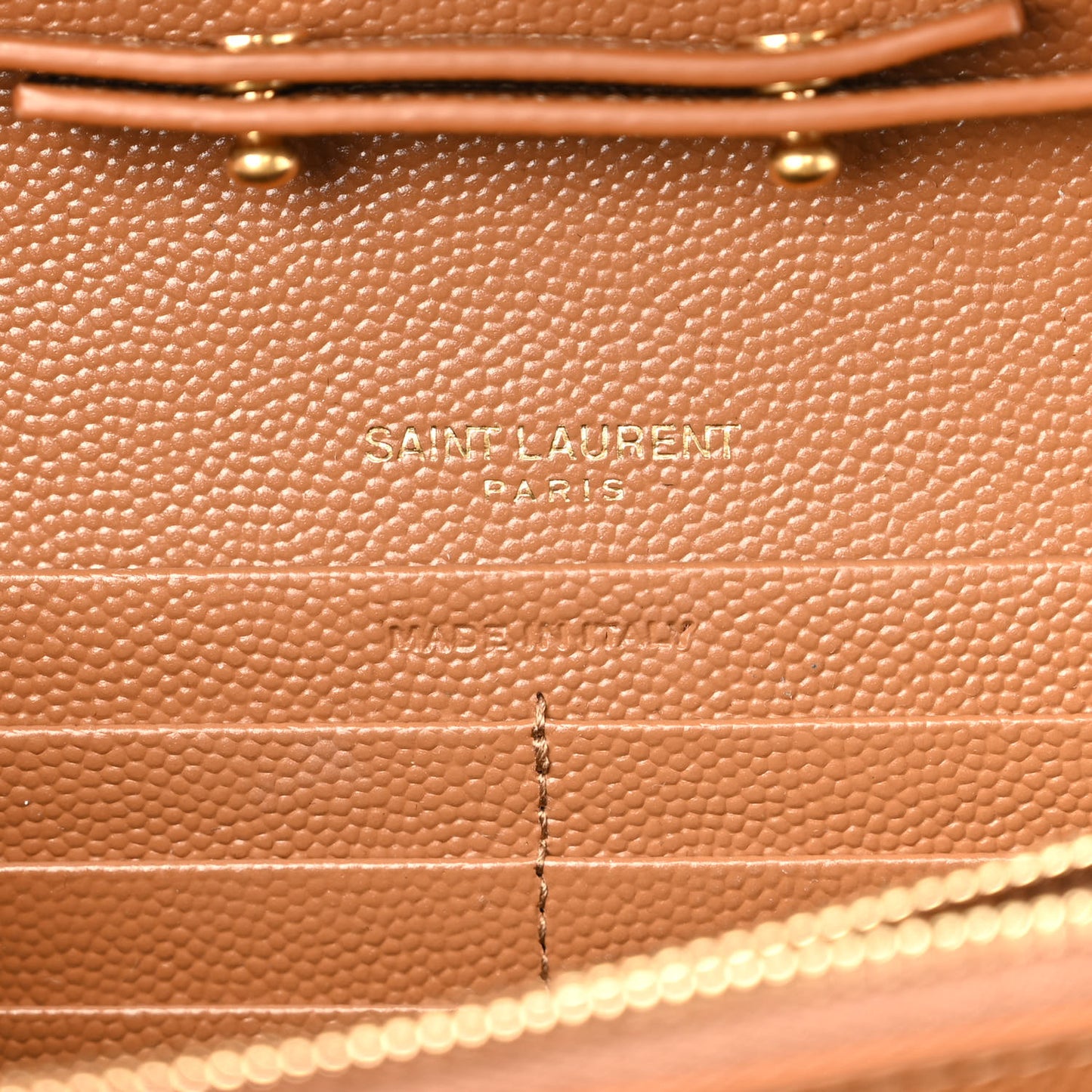 Grain De Poudre Matelasse Chevron Monogram Chain Wallet Natural Dark
