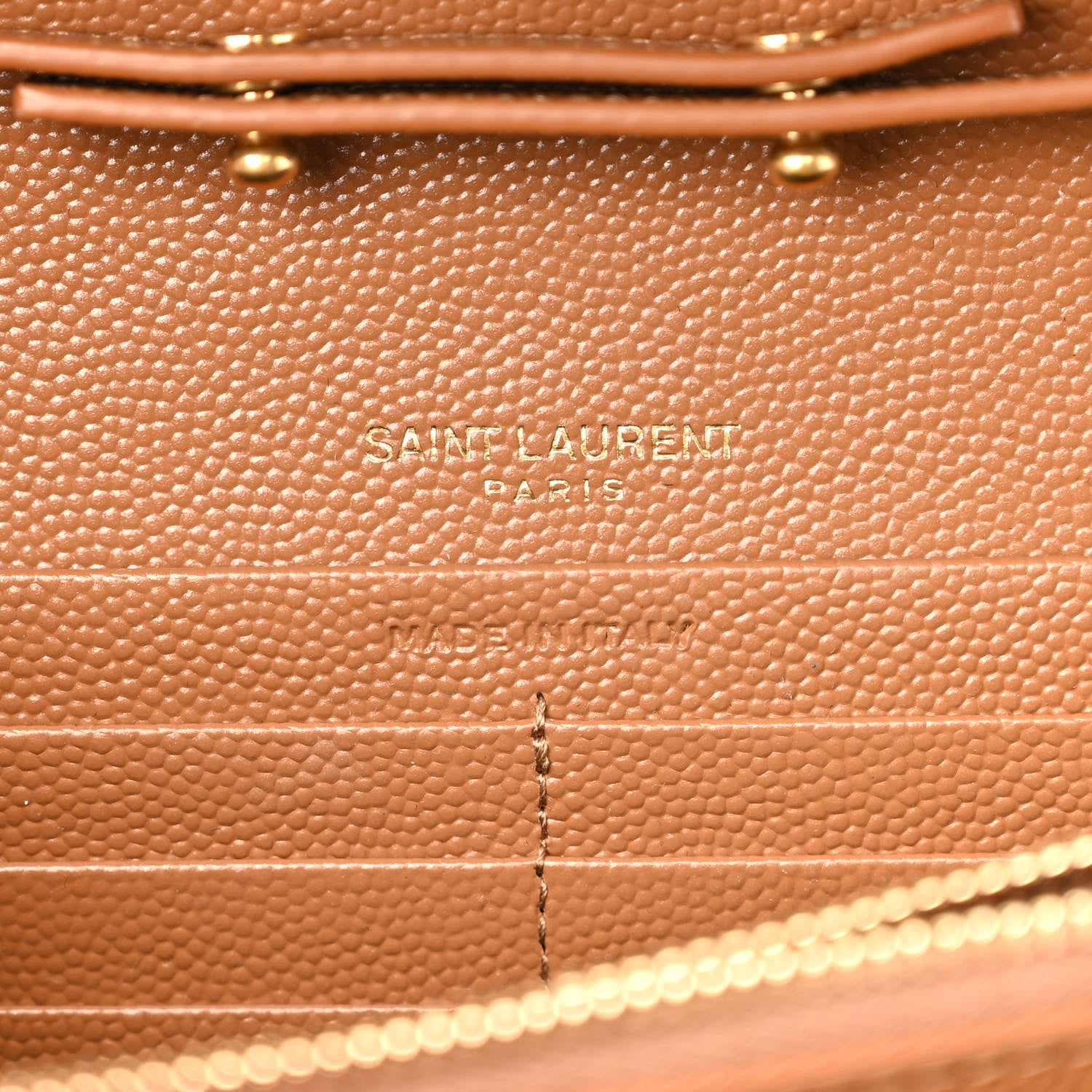 Saint Laurent Grain De Poudre Matelasse Chevron Monogram Chain Wallet Natural Dark 6 of 10