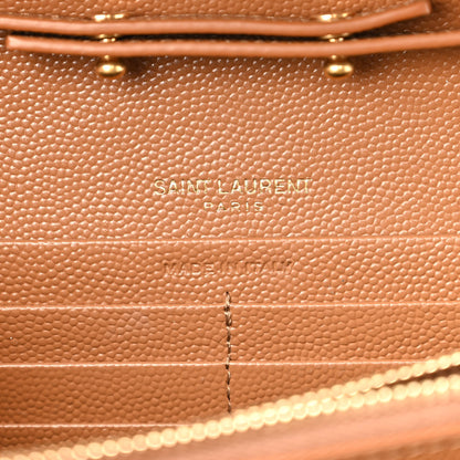 Saint Laurent Grain De Poudre Matelasse Chevron Monogram Chain Wallet Natural Dark 6 of 10