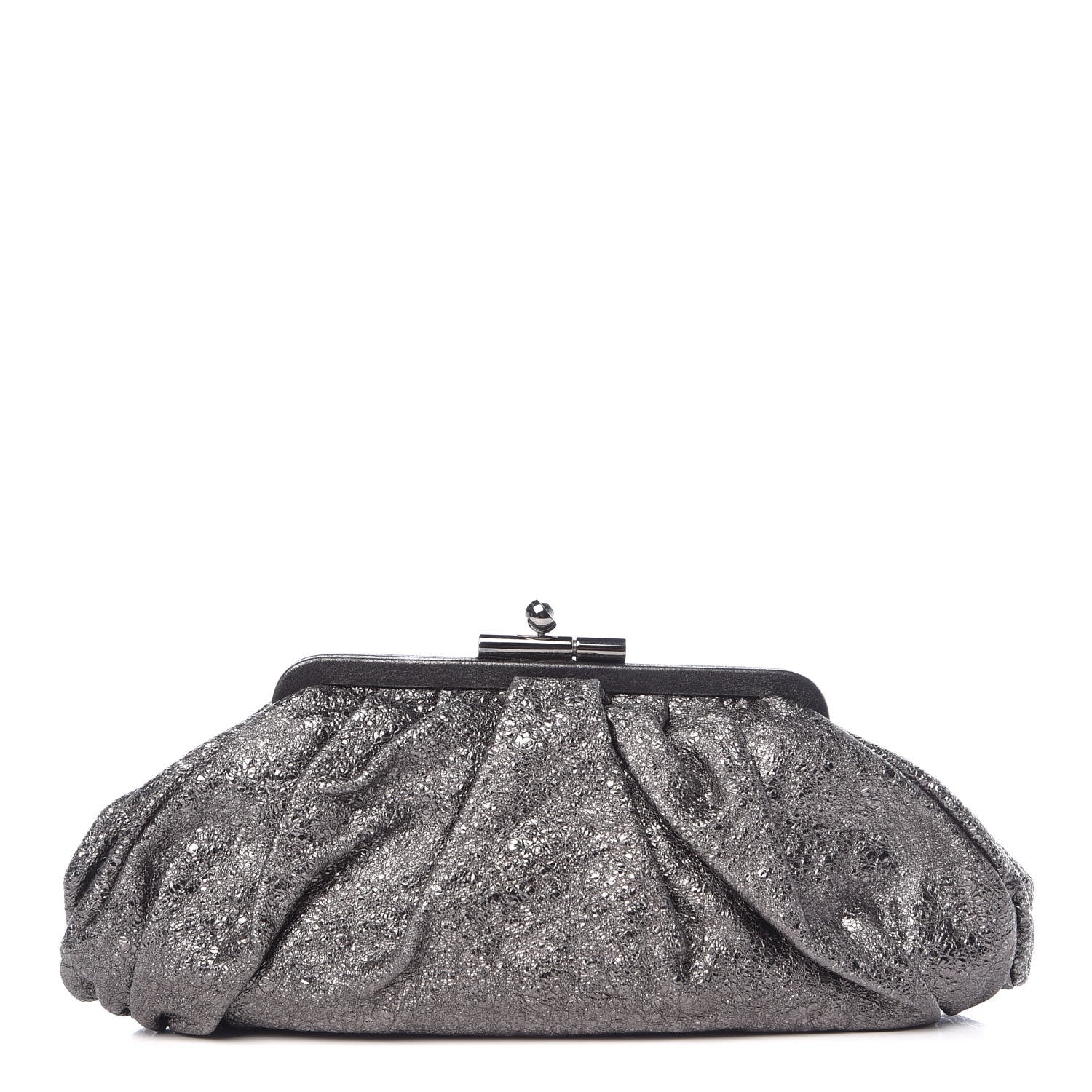 Chanel Metallic Crackled Calfskin Monte Carlo Clutch Dark Silver 1 of 7