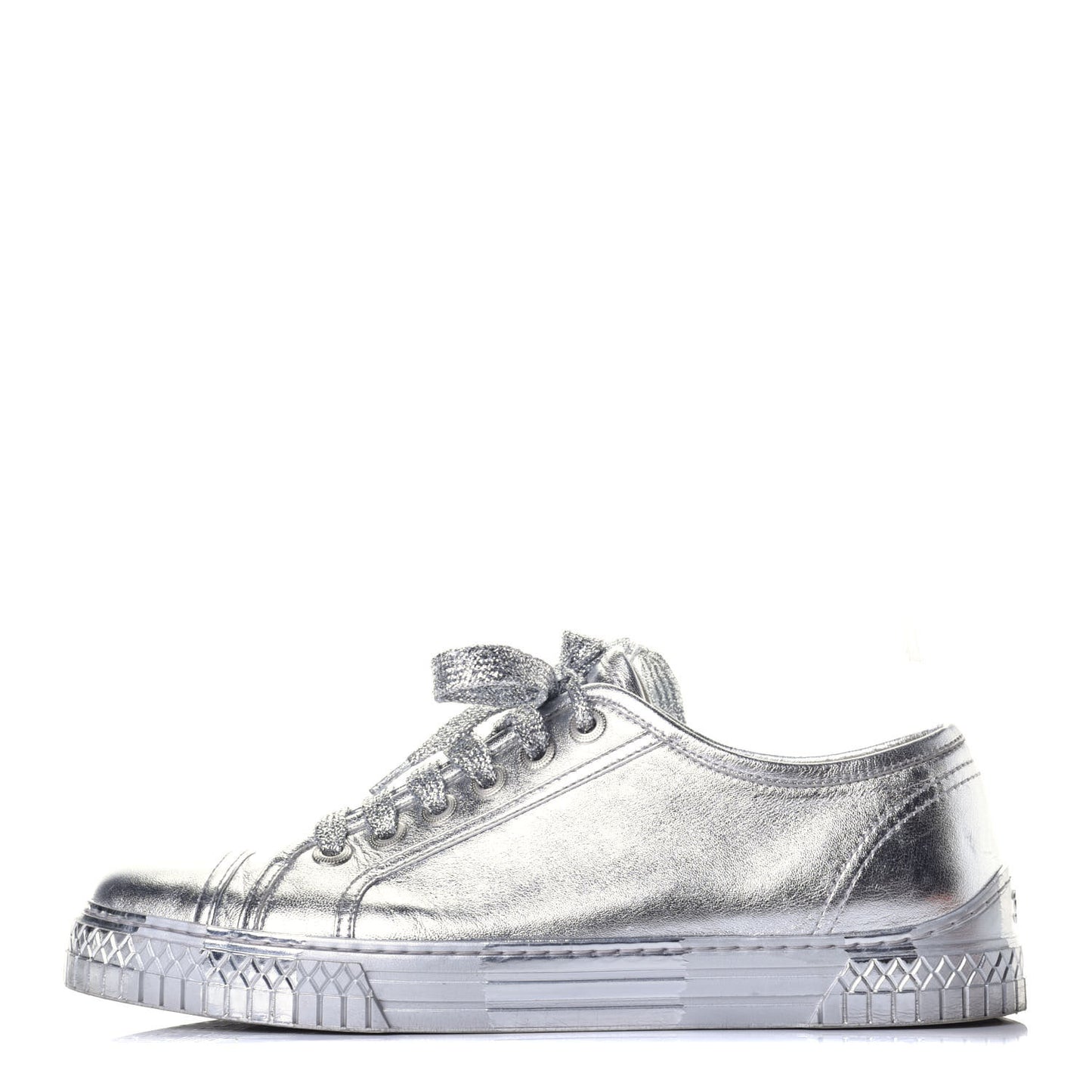 Laminated Lambskin Sneakers 39.5 Silver