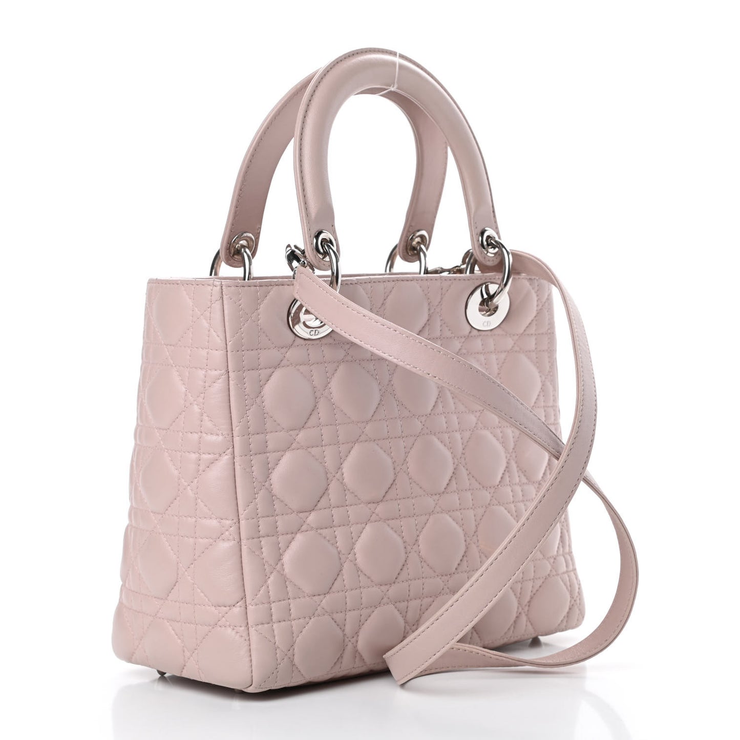 Lambskin Cannage Medium Lady Dior Rose Poudre
