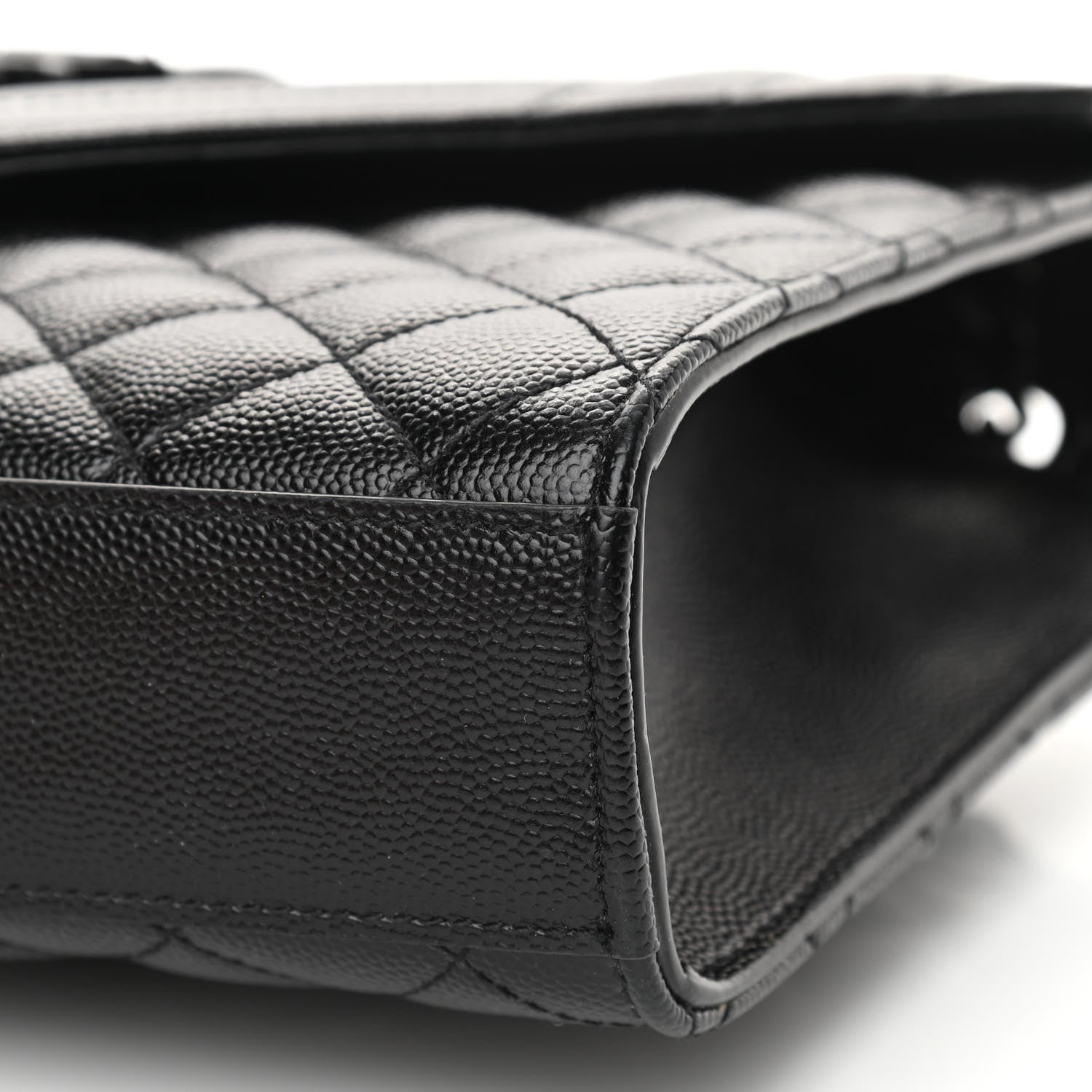 Saint Laurent Grain De Poudre Textured Mixed Matelasse Triquilt Medium Monogram Satchel Black 10 of 12