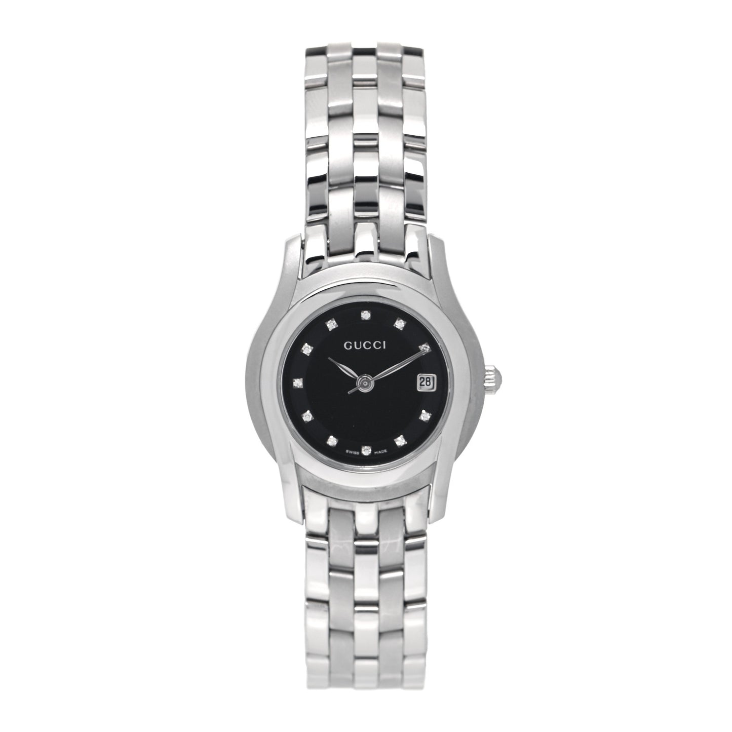 Stainless Steel Diamond 27mm 5500L Quartz Watch Black
