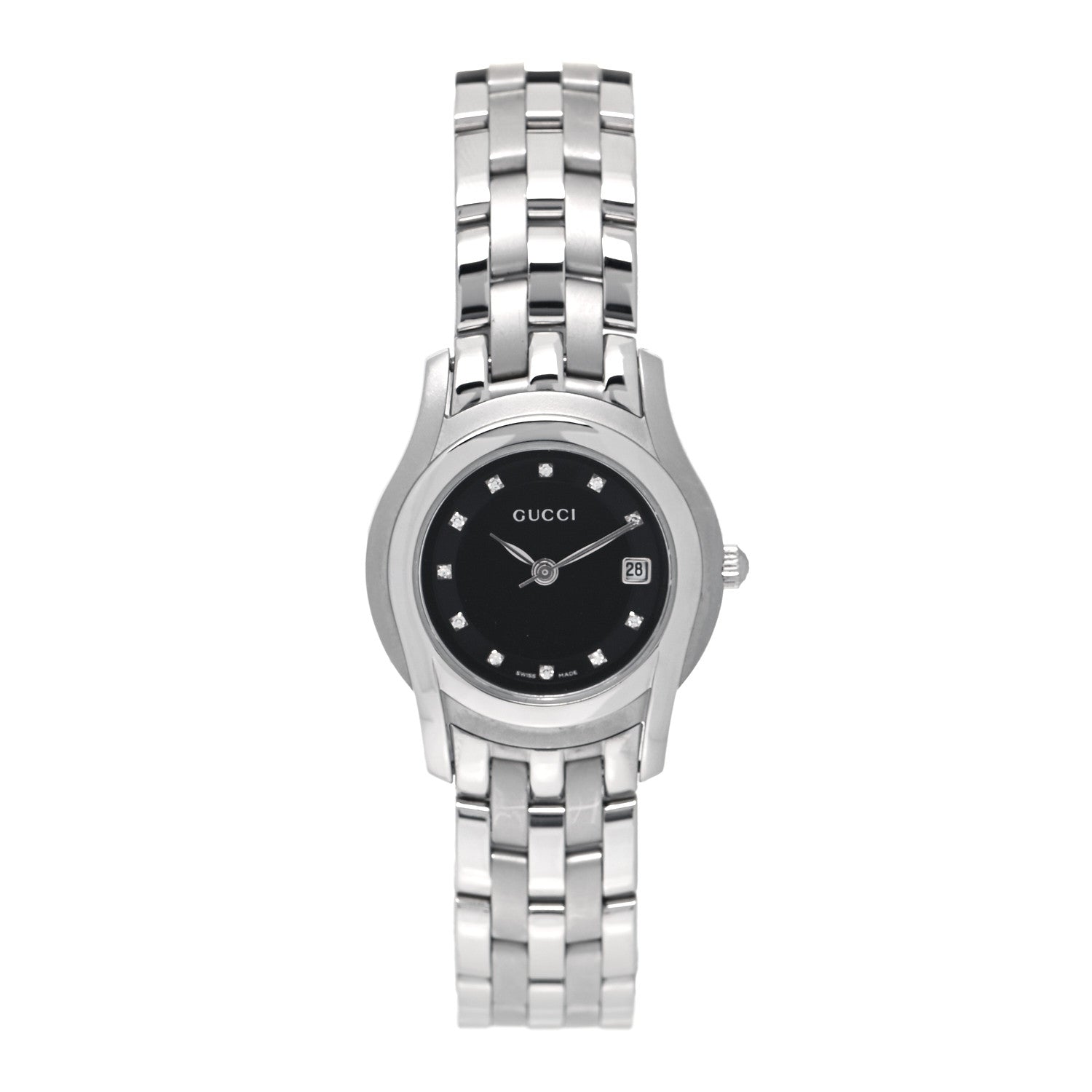 Gucci Stainless Steel Diamond 27mm 5500L Quartz Watch Black 1 of 4