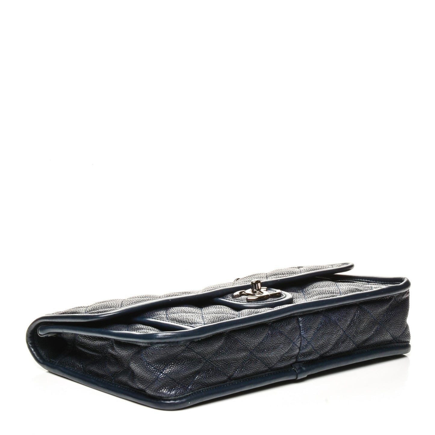 Caviar Quilted Medium French Riviera Flap Dark Navy Blue