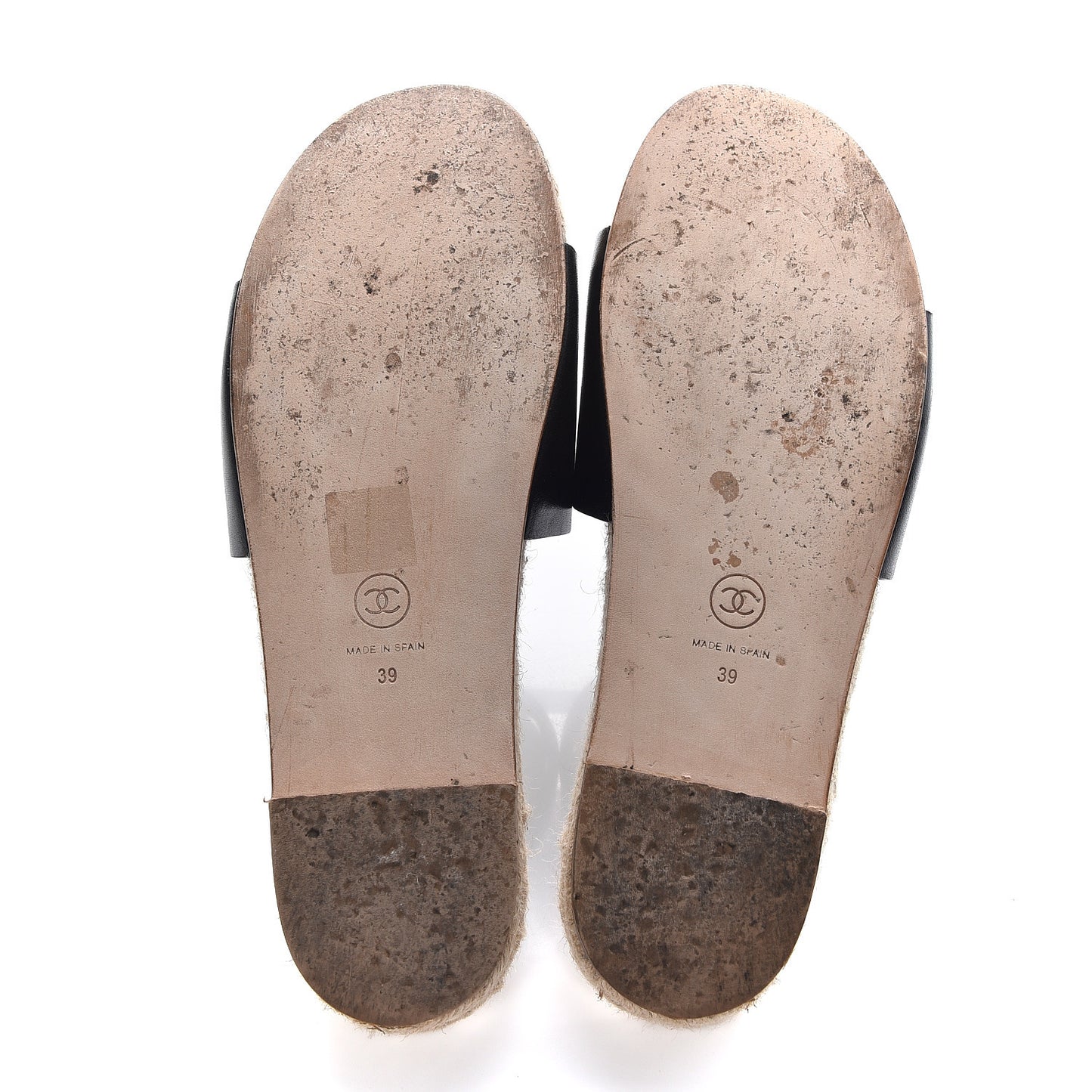 Calfskin Gripoix CC Espadrille Slip On Sandals 39 Black