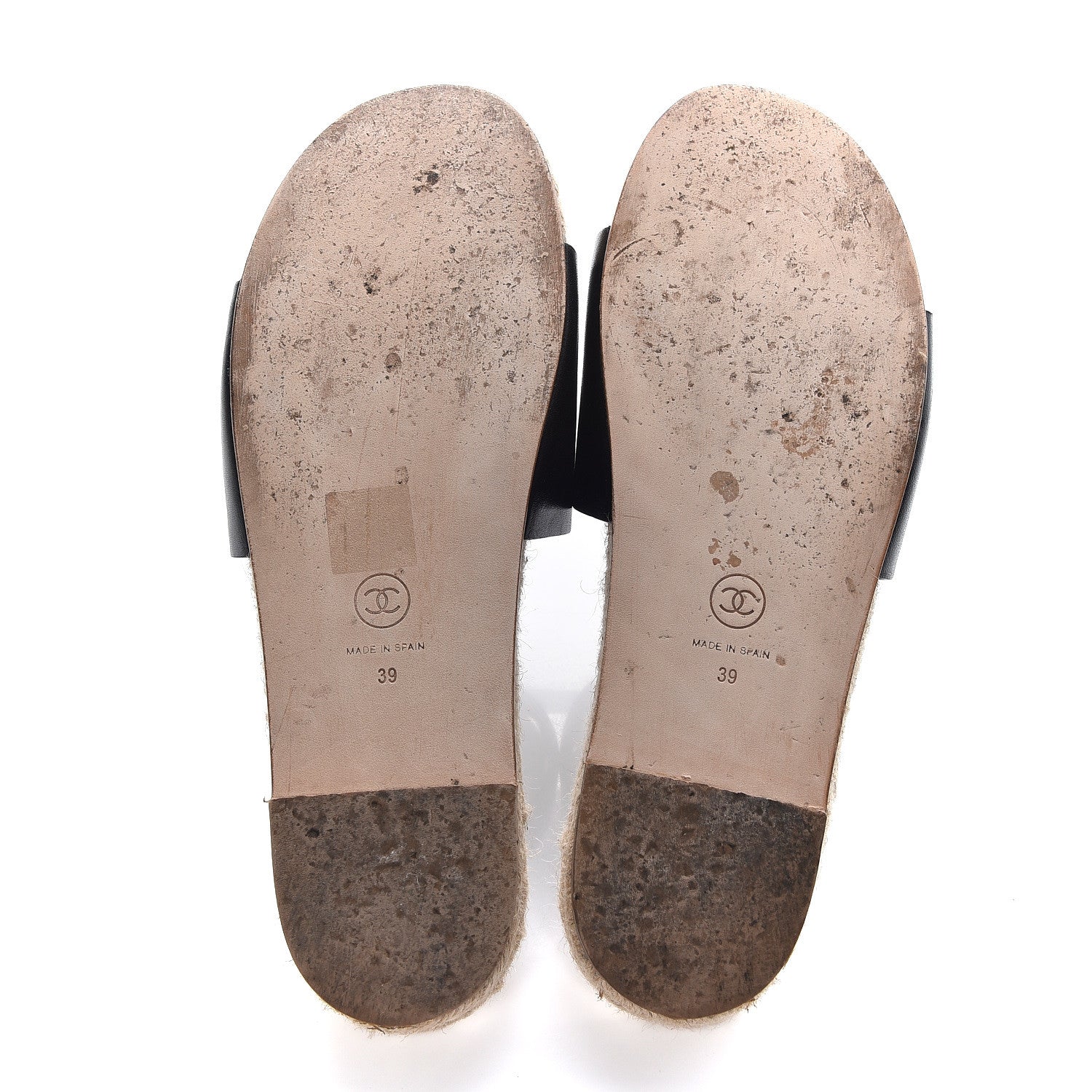 Chanel Calfskin Gripoix CC Espadrille Slip On Sandals 39 Black 7 of 10