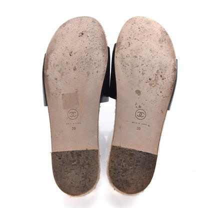Chanel Calfskin Gripoix CC Espadrille Slip On Sandals 39 Black 7 of 10