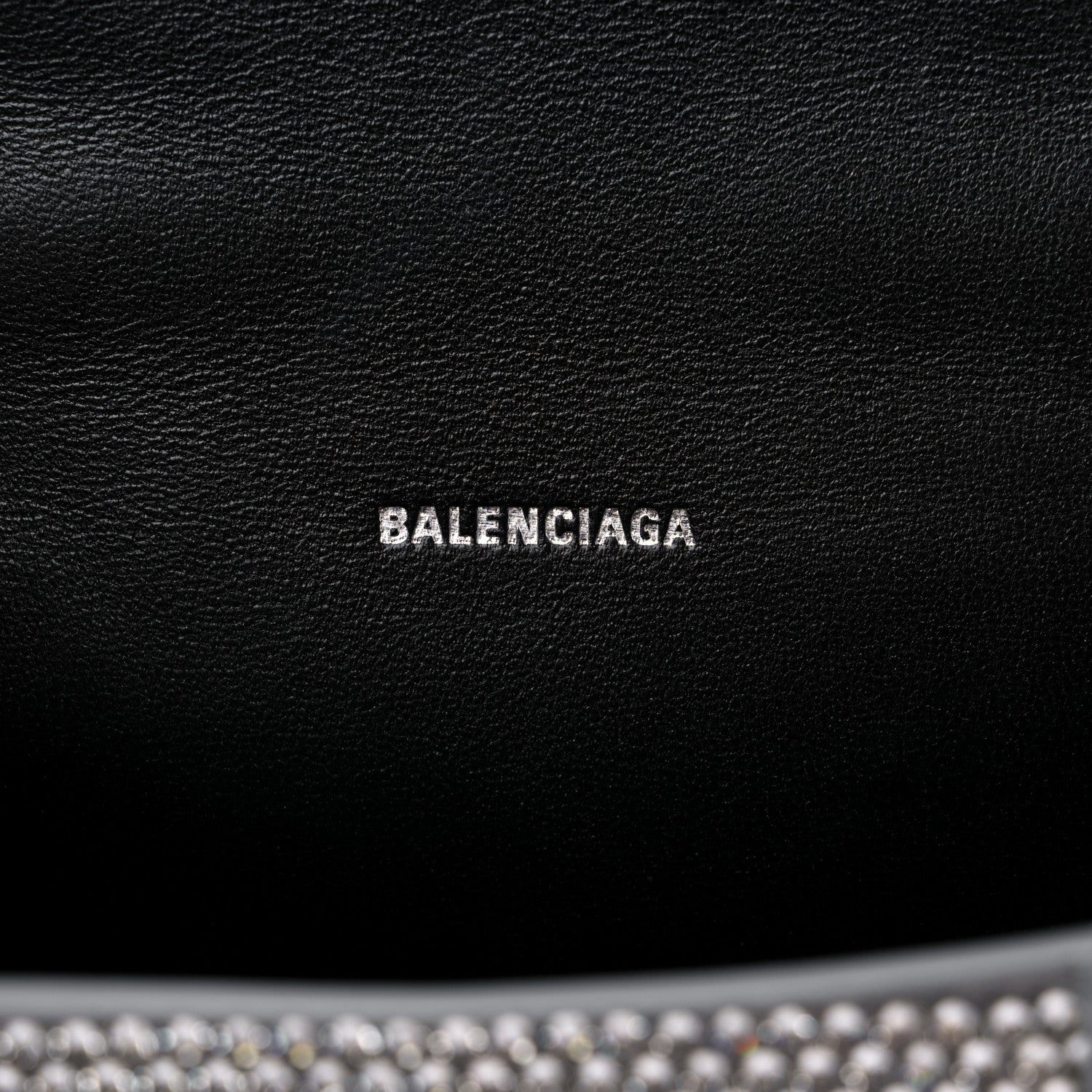 Balenciaga Strass Suede Hourglass Top Handle Bag XS Smoke Grey Crystal 6 of 14