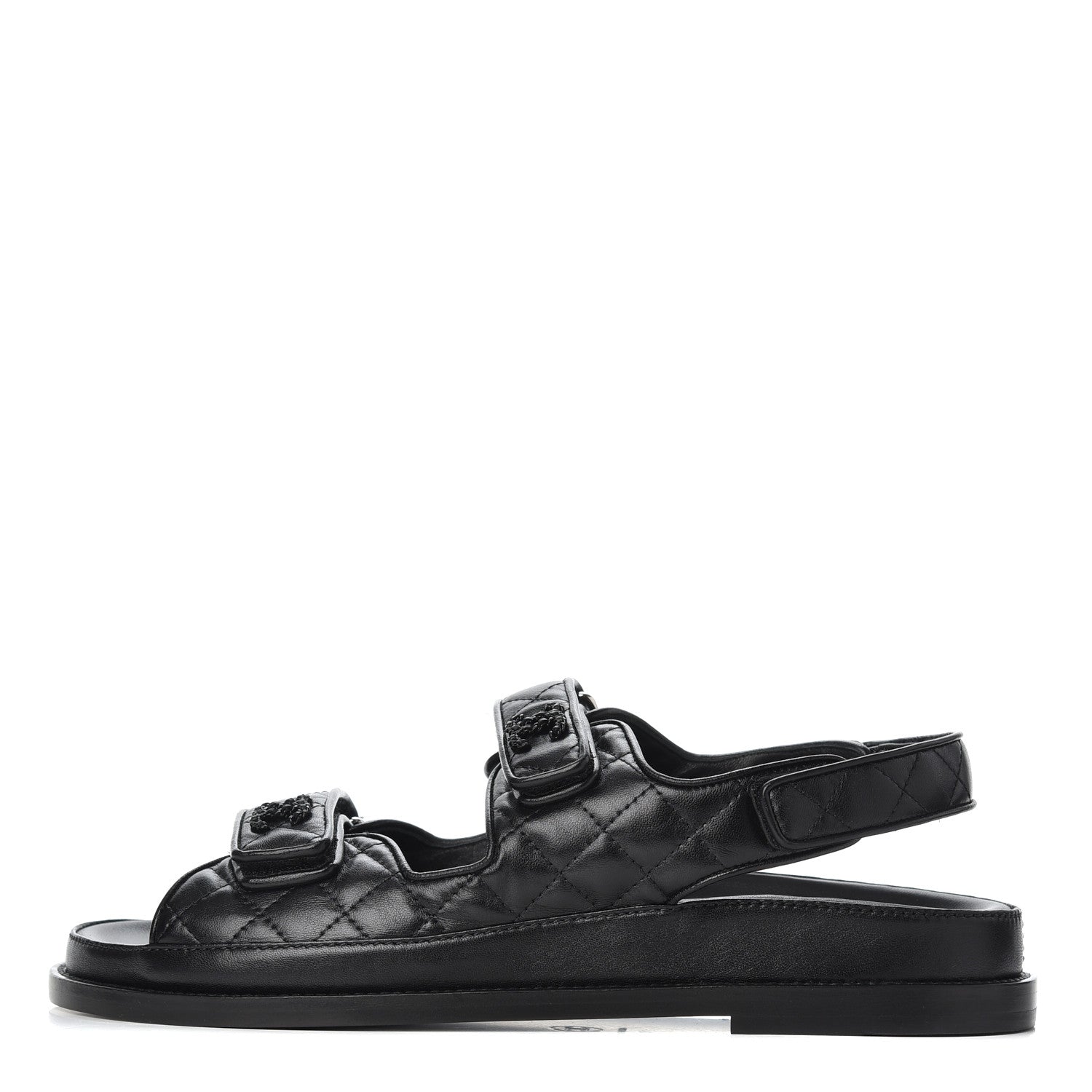 Chanel Lambskin Velcro Dad Sandals 41 Black 1 of 9