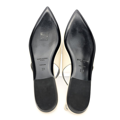 Saint Laurent Belfagor Anais Slingback Flats 39 Navy Pearl 5 of 8