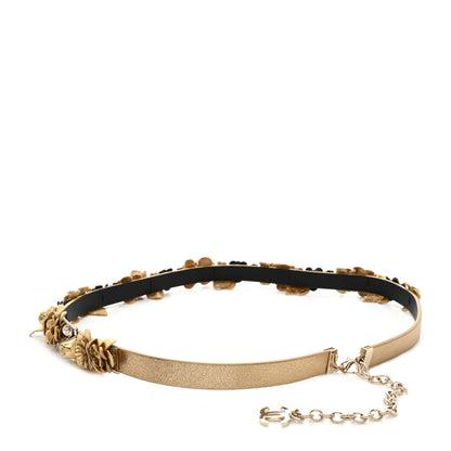 Chanel Metallic Lambskin CC Flower Belt 85 34 Gold 1 of 5