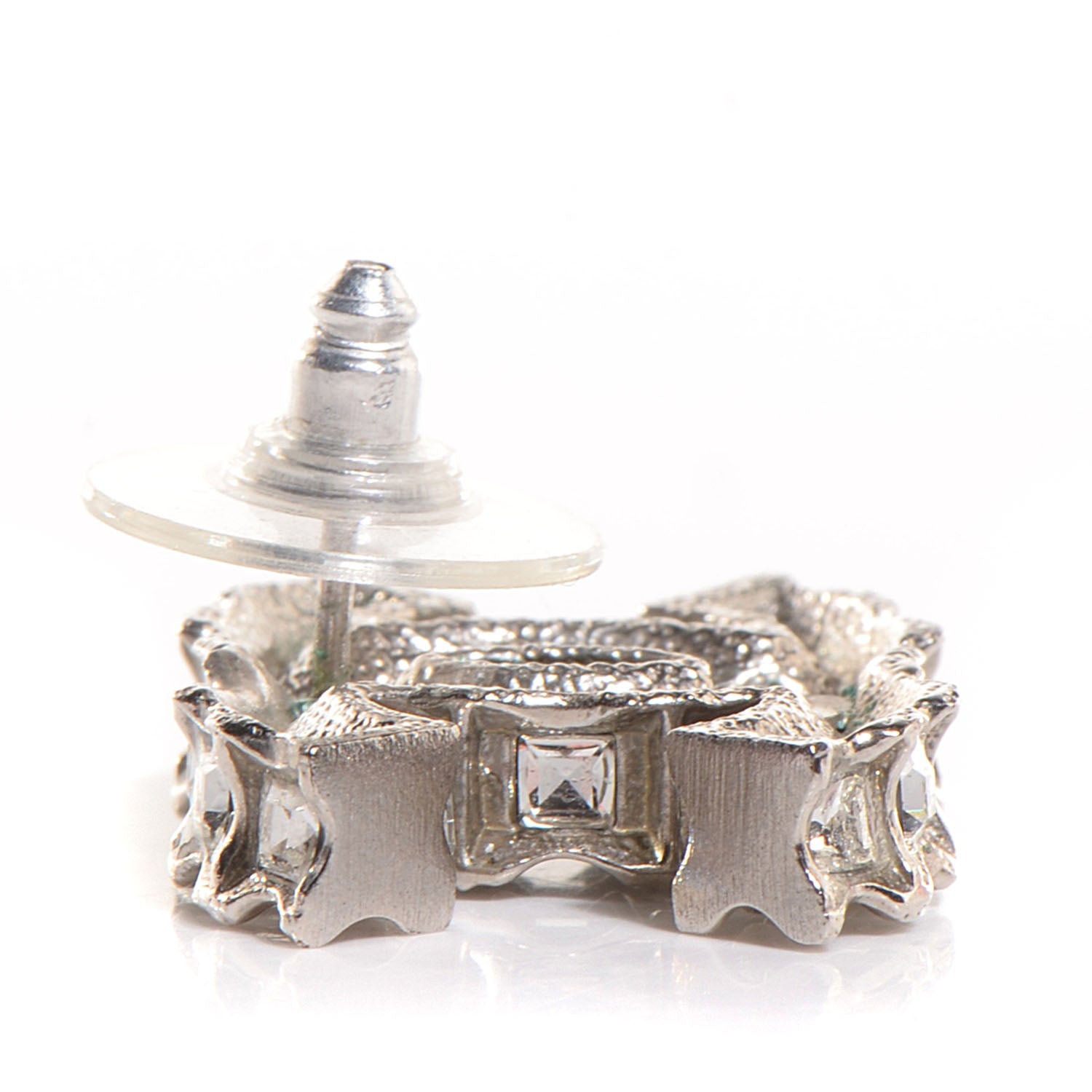 Chanel Crystal CC Earrings Silver 3 of 4