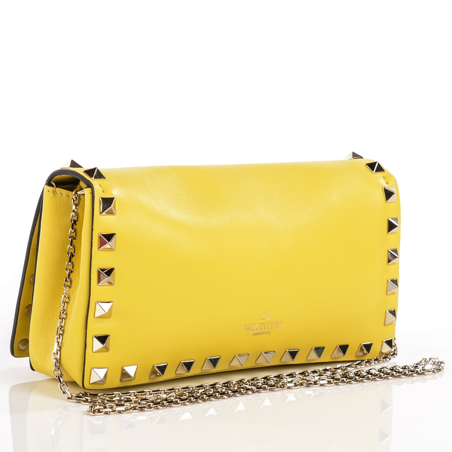 Valentino Garavani Vitello Small Rockstud Chain Flap Crossbody Bag Naples Yellow 3 of 8