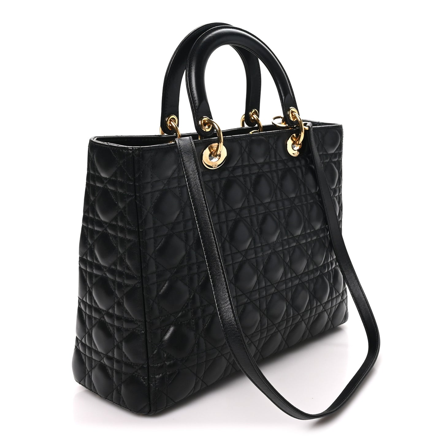 Lambskin Cannage Large Lady Dior Black