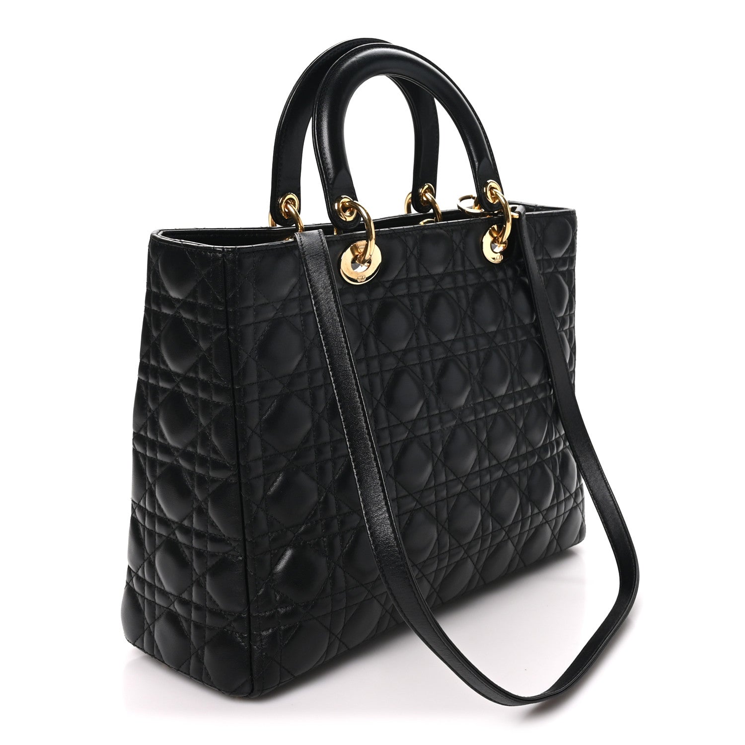 Christian Dior Lambskin Cannage Large Lady Dior Black 3 of 10