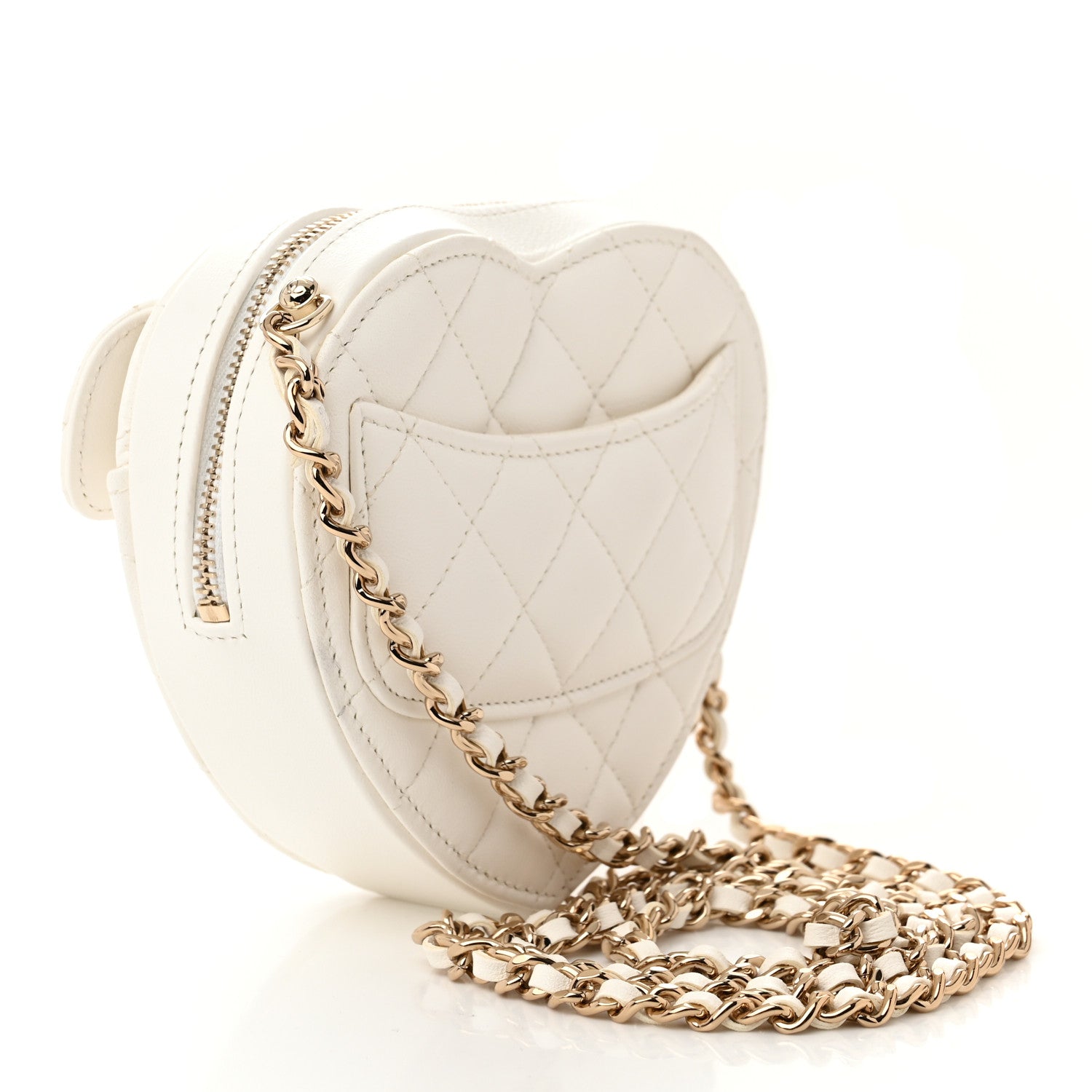 Chanel Lambskin Quilted CC In Love Heart Clutch With Chain White 3 of 11