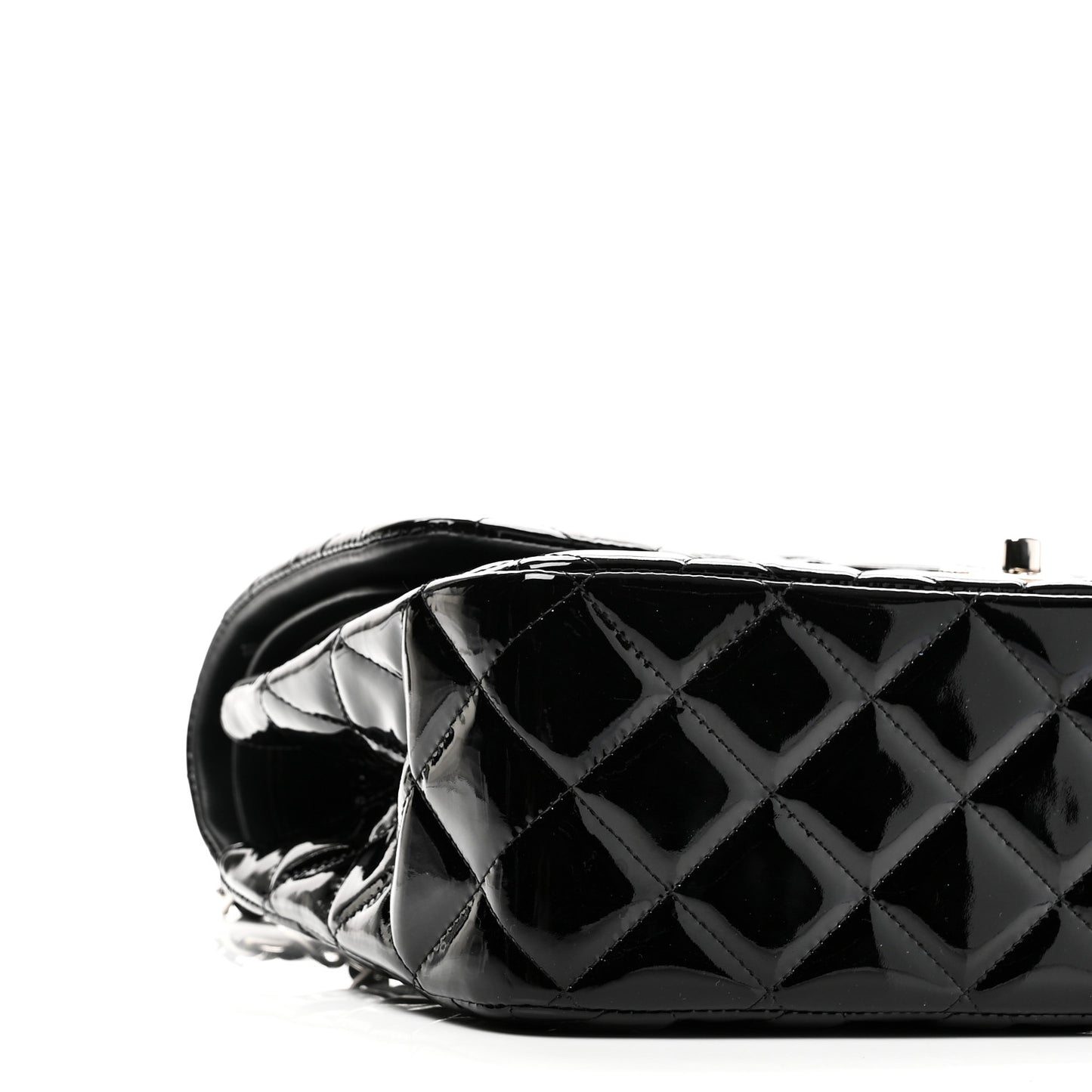 Patent Quilted Jumbo Double Flap Black