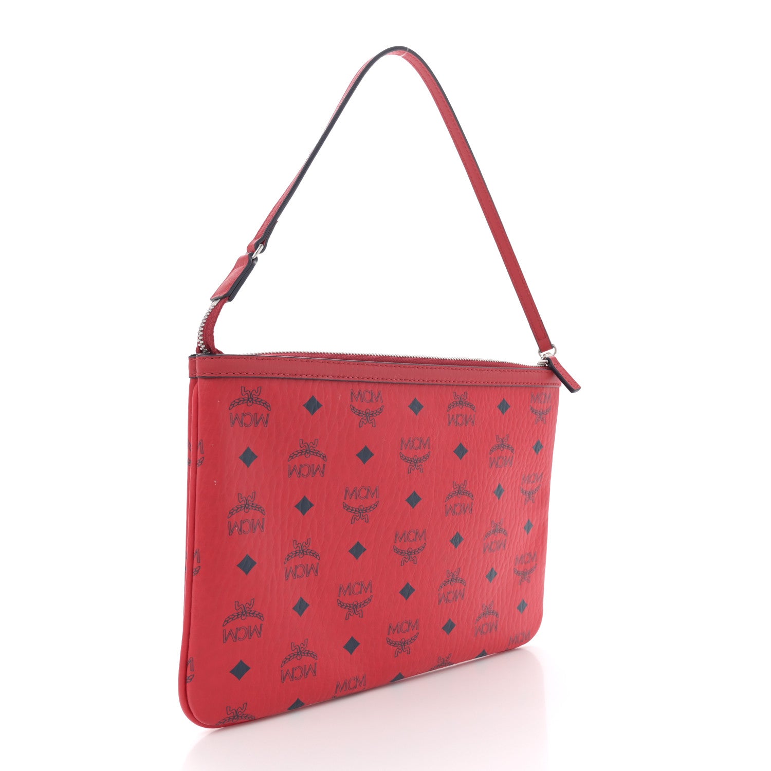 MCM Visetos Liz Shopper Tote Pouch Ruby Red 3 of 10