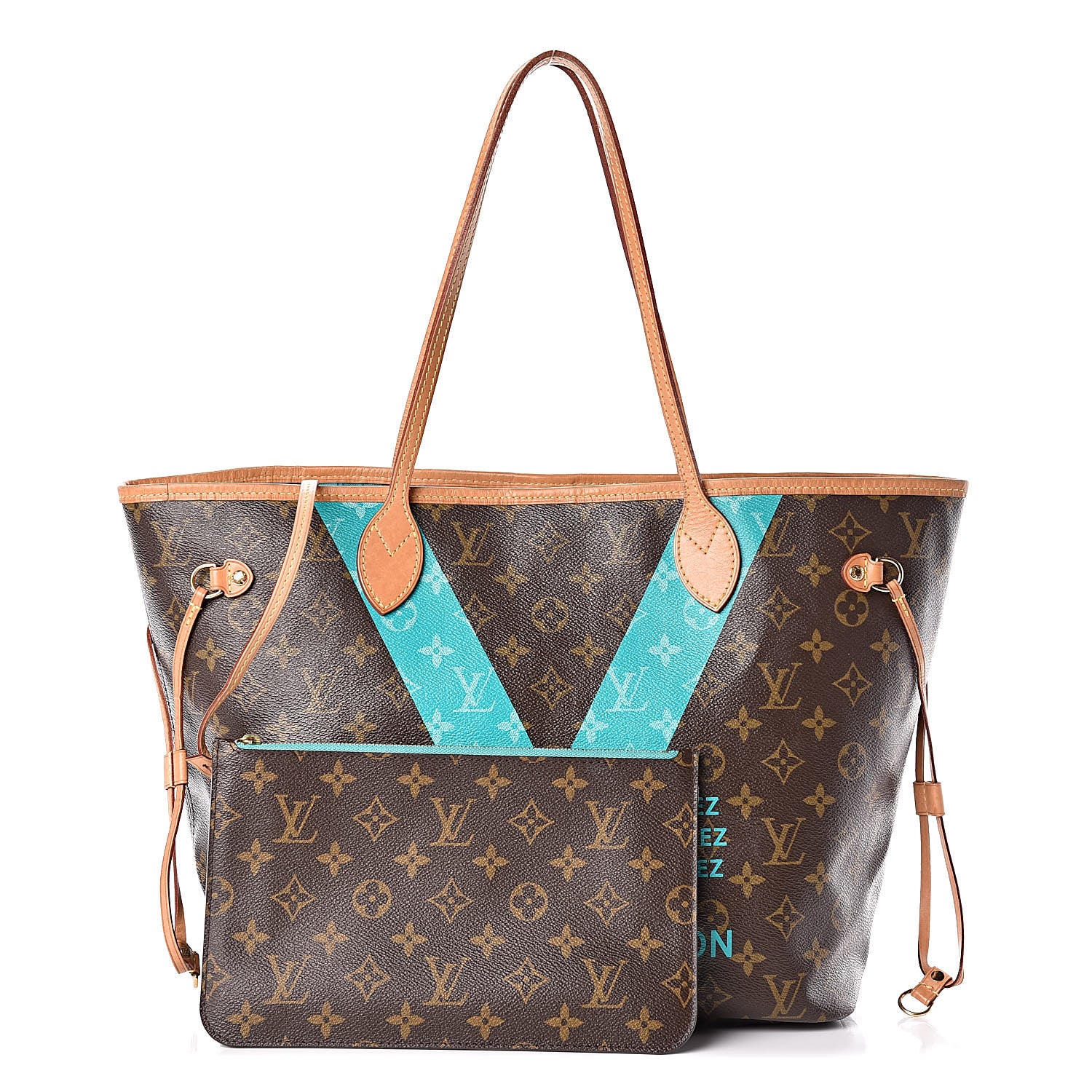 Louis Vuitton Monogram V Neverfull MM Turquoise 1 of 13