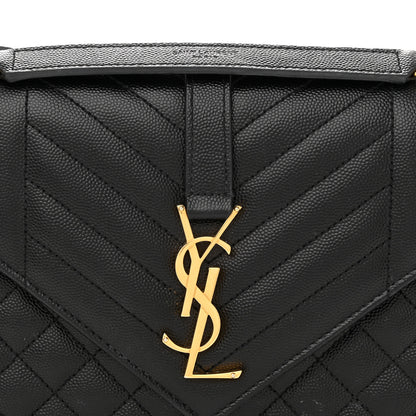 Saint Laurent Grain De Poudre Textured Mixed Matelasse Triquilt Medium Monogram Satchel Black 8 of 13