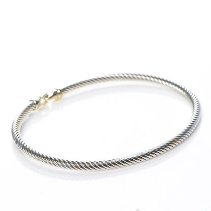 David Yurman Sterling Silver 18K Yellow Gold 3mm Cable Buckle Bracelet 3 of 5
