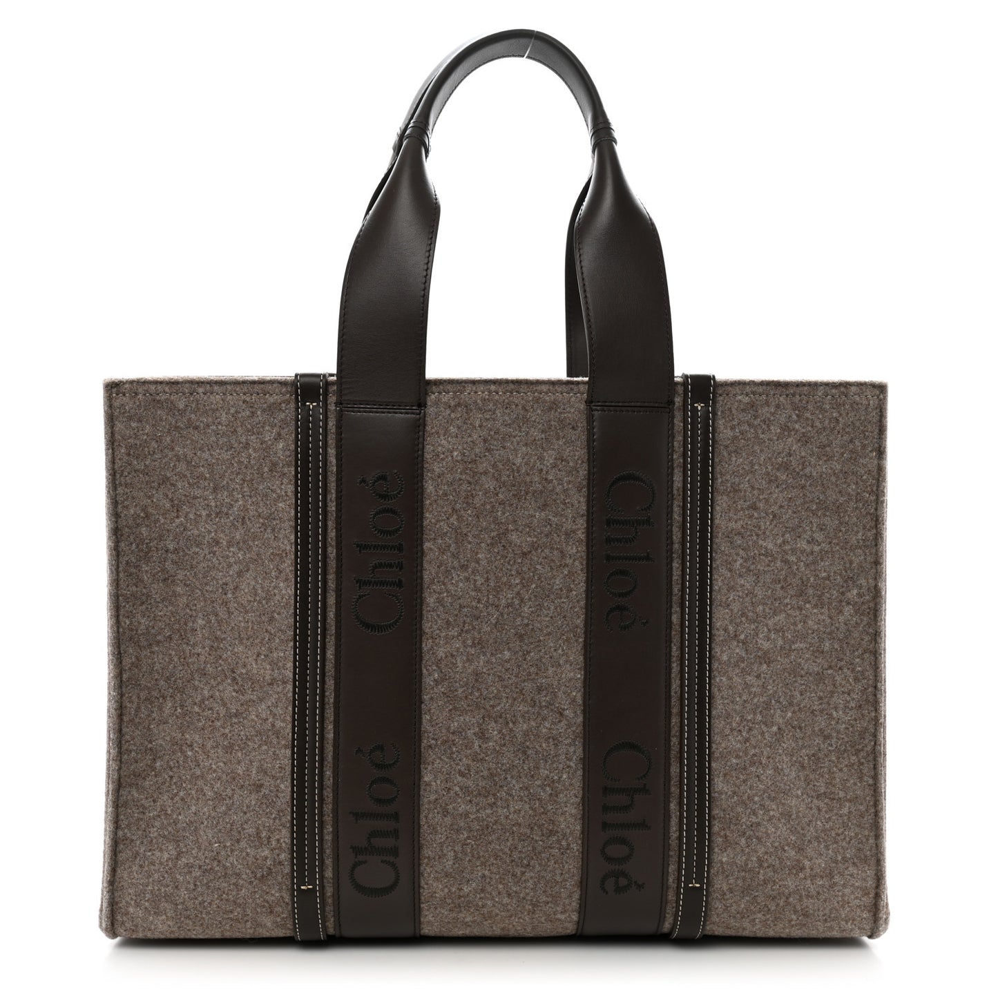 Felt Large Woody Ribbon Tote Deep Beige