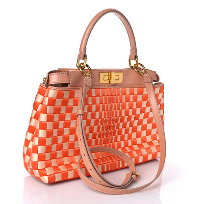 Fendi Satin Woven Medium Peekaboo Iconic Satchel Multicolor 3 of 9