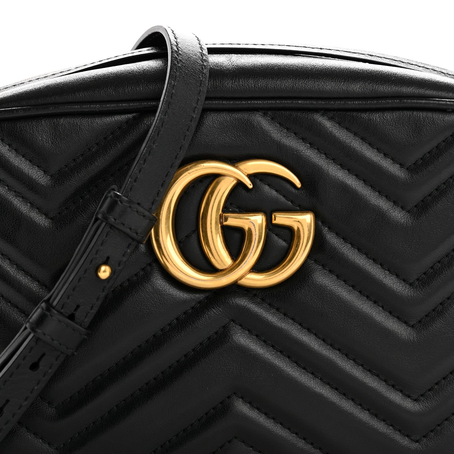 Gucci Calfskin Matelasse Small GG Marmont Chain Shoulder Bag Black 8 of 16