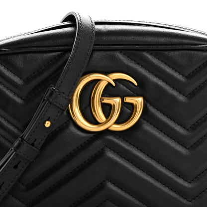 Gucci Calfskin Matelasse Small GG Marmont Chain Shoulder Bag Black 8 of 16