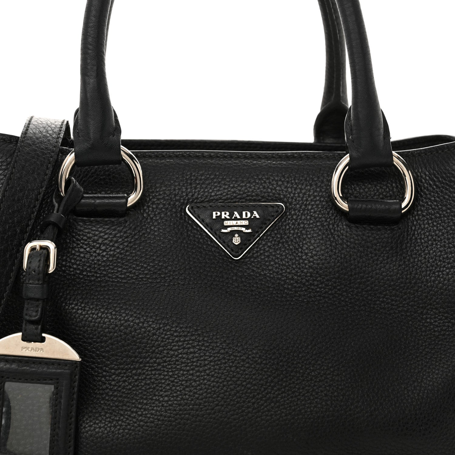 Prada Vitello Phenix Top Handle Bag Black 9 of 15